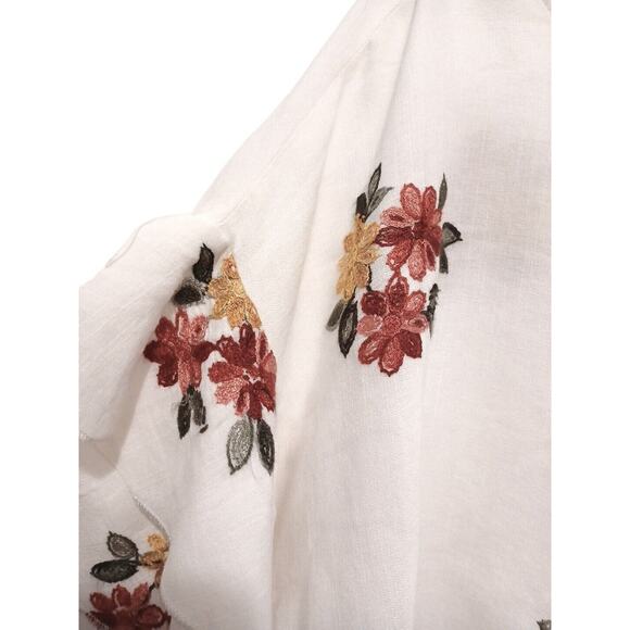 VNTG Forever 21 FLORAL EMBROIDERED Top Size M White Bohemian Festival Cropped 9 - Picture 6 of 15